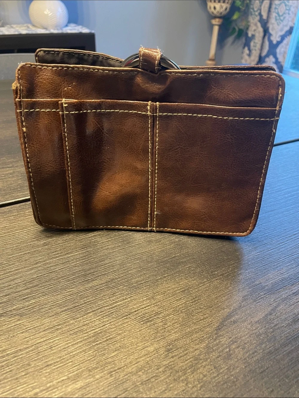 Pouchee Brand Leather Key & Card Holder - Brown Purse Organizer